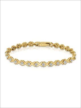 925 Sterling Silver Cubic Zirconia XO Tennis Bracelet 7.25''
